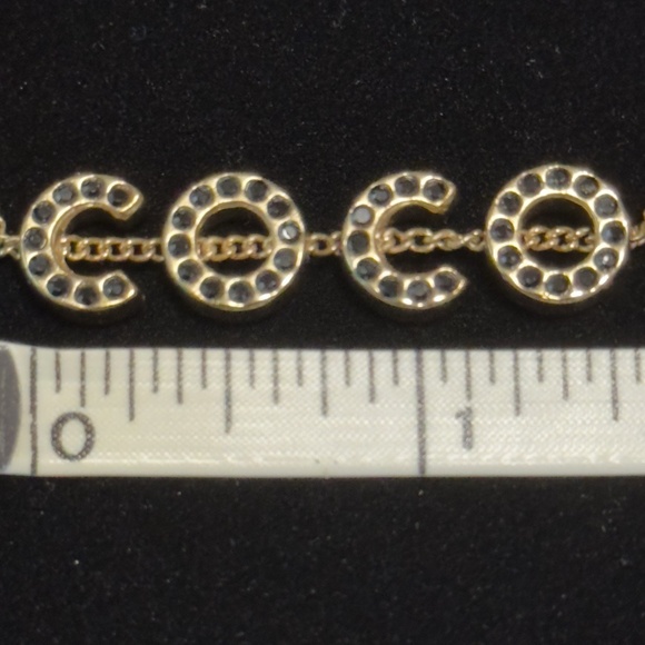 Chanel 01A COCO Gold Coloured Chain Bracelet with Black Rhinestones - Picture 6 of 13